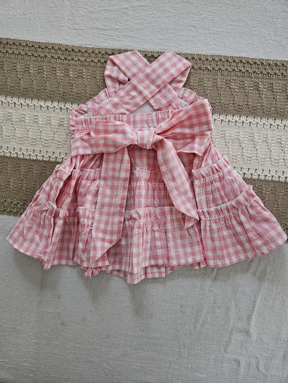 Lil Cactus Pink & White Gingham Sundress – Size 3-6M